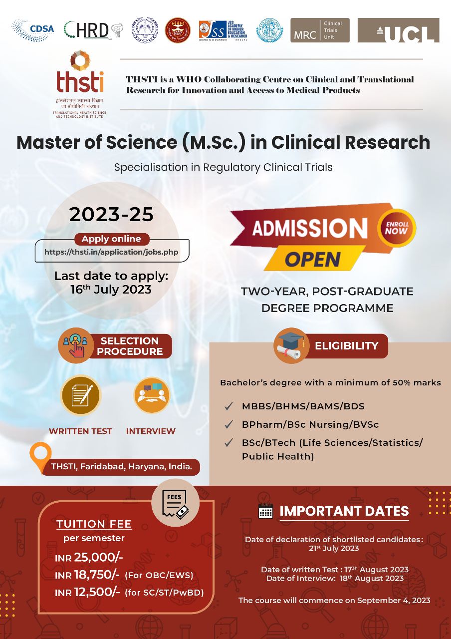 clinical research masters in india